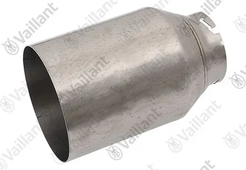 Metallisches Flammrohr von Vaillant mit konischer Form und einem offenen Ende, geeignet für die Abgasführung in Heizsystemen.